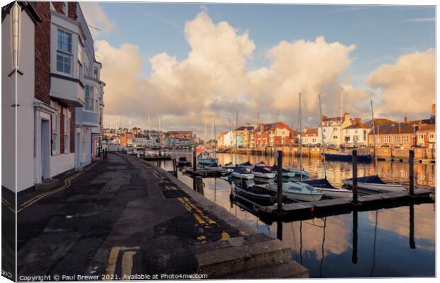 Weymouth Harbour Reflections Canvas Print by Paul Brewer