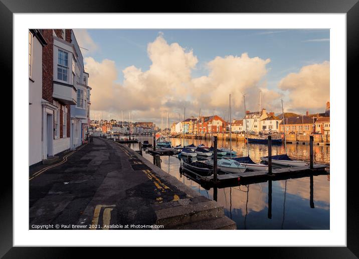 Weymouth Harbour Reflections Framed Mounted Print by Paul Brewer