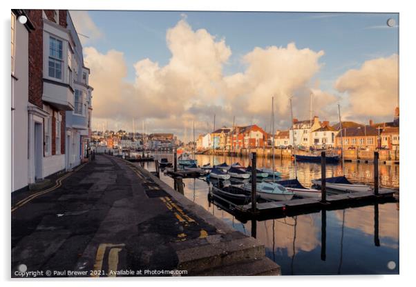 Weymouth Harbour Reflections Acrylic by Paul Brewer