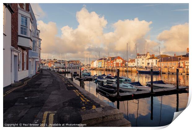 Weymouth Harbour Reflections Print by Paul Brewer