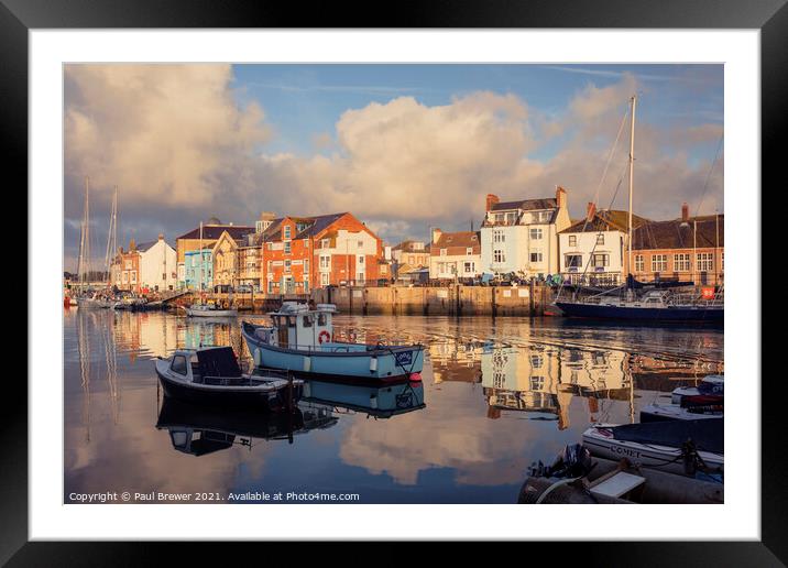 Weymouth Harbour at Sunrise Framed Mounted Print by Paul Brewer