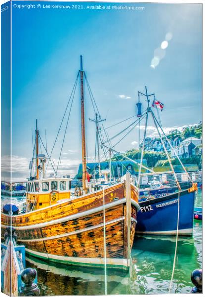 "Timeless Charm: Fishing Boats in Mevagissey" Canvas Print by Lee Kershaw