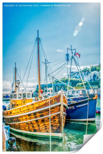 "Timeless Charm: Fishing Boats in Mevagissey" Print by Lee Kershaw