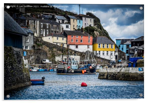 "Vibrant Cornish Fishing Boat in Mevagissey Harbou Acrylic by Lee Kershaw