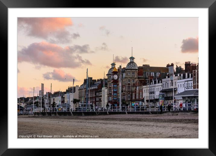 Weymouth Seafront in October Framed Mounted Print by Paul Brewer