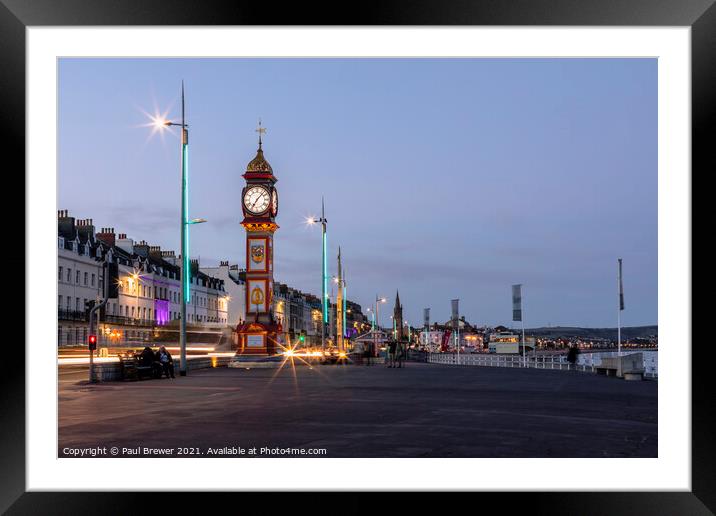 Weymouth's Jubilee Clock Seafront in October  Framed Mounted Print by Paul Brewer