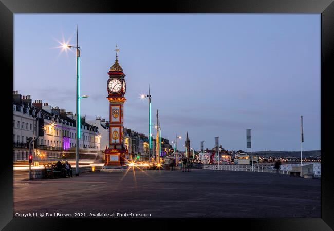 Weymouth's Jubilee Clock Seafront in October  Framed Print by Paul Brewer