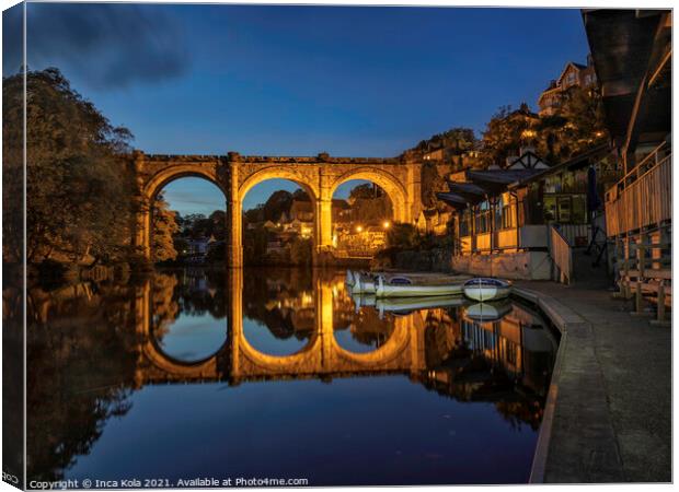 Knaresborough Viaduct at Night Canvas Print by Inca Kala