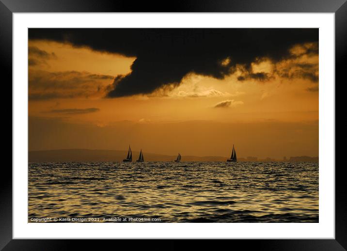 Yachts Return at Sunset, Bay of Palma, Mallorca Framed Mounted Print by Kasia Design