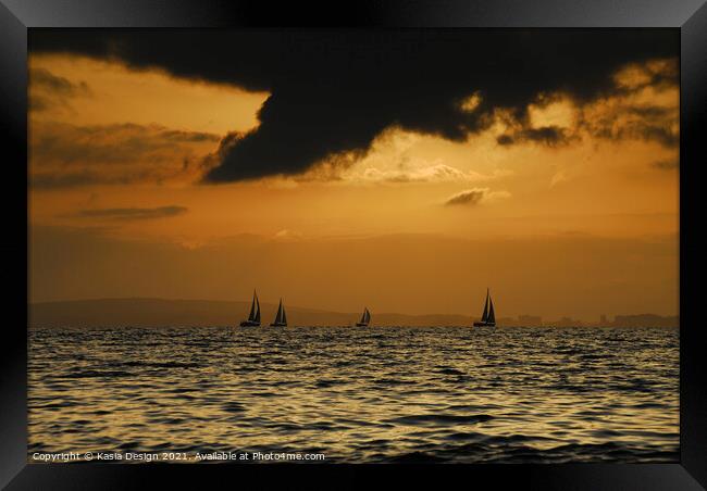 Yachts Return at Sunset, Bay of Palma, Mallorca Framed Print by Kasia Design