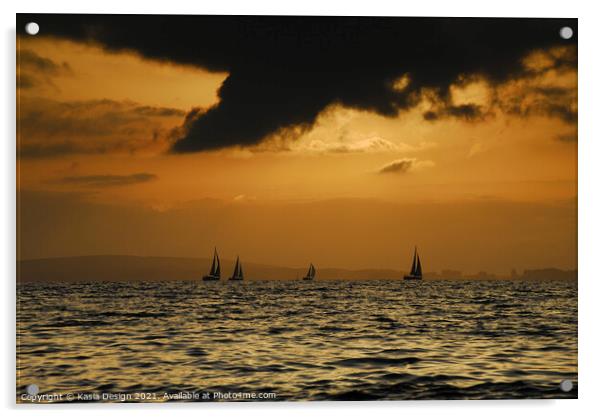 Yachts Return at Sunset, Bay of Palma, Mallorca Acrylic by Kasia Design