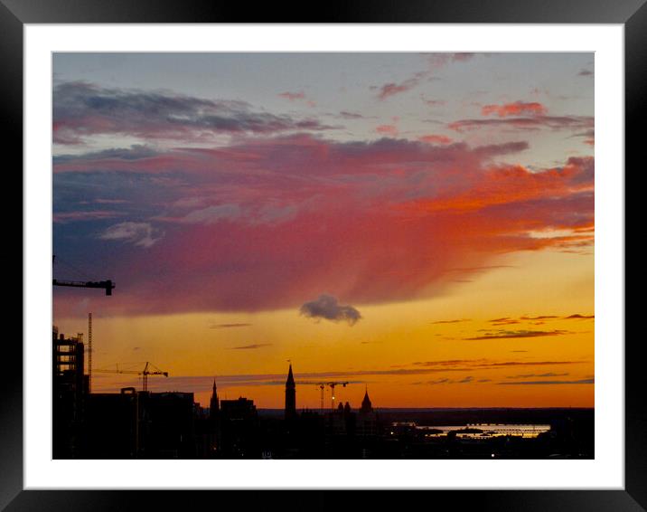 Downtown Silhouette Framed Mounted Print by Stephanie Moore