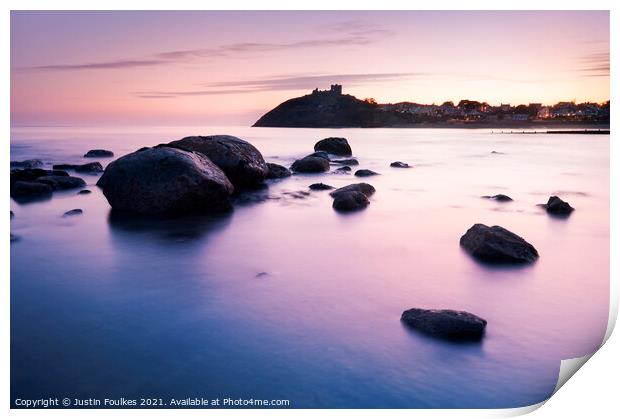 Sunset over Criccieth Print by Justin Foulkes