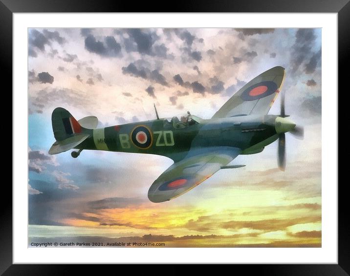 Spitfire MH-BZD Framed Mounted Print by Gareth Parkes