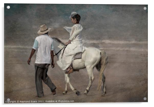 Woman and horse Acrylic by Raymond Evans