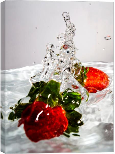 Fruit Falling Into Clear Water Canvas Print by Antonio Ribeiro