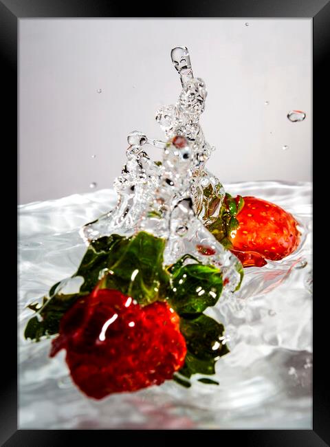 Fruit Falling Into Clear Water Framed Print by Antonio Ribeiro