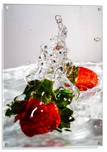 Fruit Falling Into Clear Water Acrylic by Antonio Ribeiro