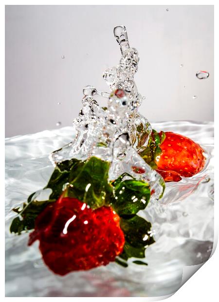 Fruit Falling Into Clear Water Print by Antonio Ribeiro