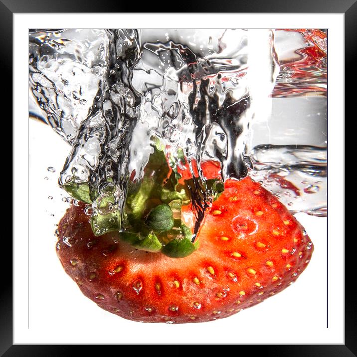 Fruit Falling Into Clear Water Framed Mounted Print by Antonio Ribeiro