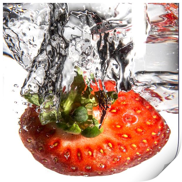 Fruit Falling Into Clear Water Print by Antonio Ribeiro