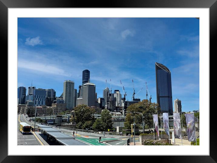 Brisbane Central Business District Framed Mounted Print by Antonio Ribeiro