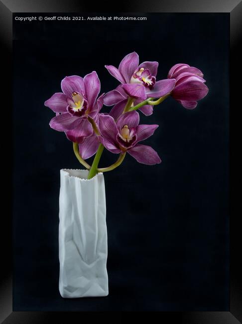  Pretty Purple pink Cymbidium Orchid in a Vase  Framed Print by Geoff Childs