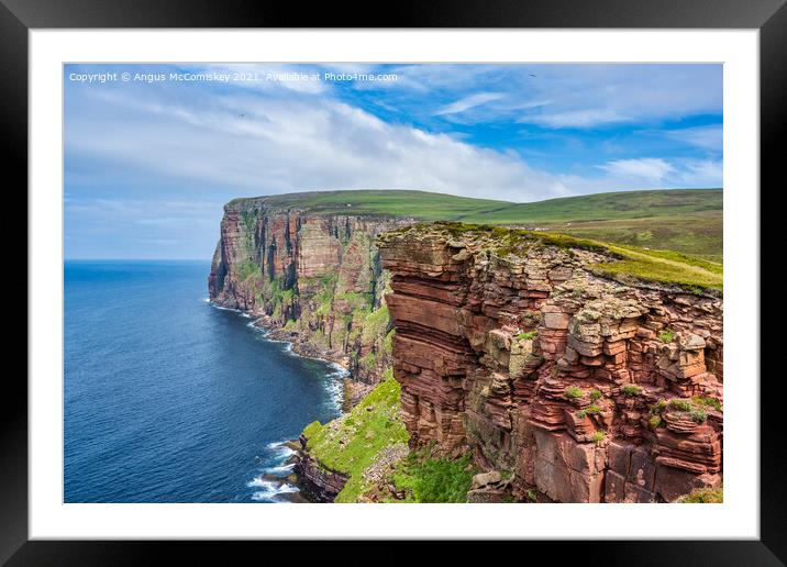 Red sandstone cliffs, Isle of Hoy, Orkney Framed Mounted Print by Angus McComiskey