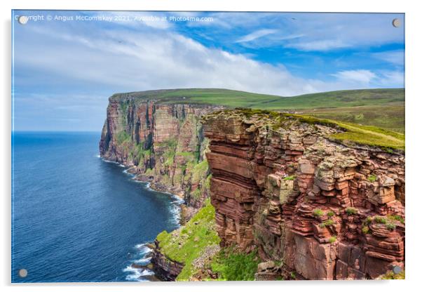 Red sandstone cliffs, Isle of Hoy, Orkney Acrylic by Angus McComiskey