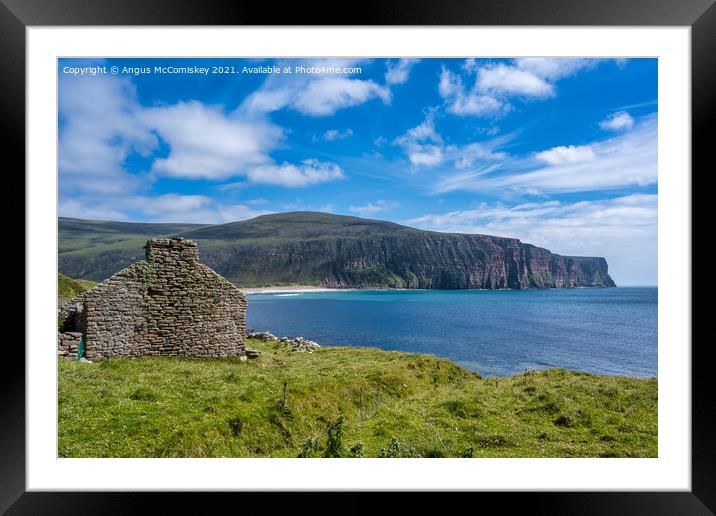 Ruined cottage overlooking Rackwick Bay, Orkney Framed Mounted Print by Angus McComiskey