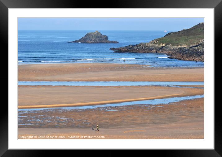 Goose island view at Crantock Framed Mounted Print by Rosie Spooner