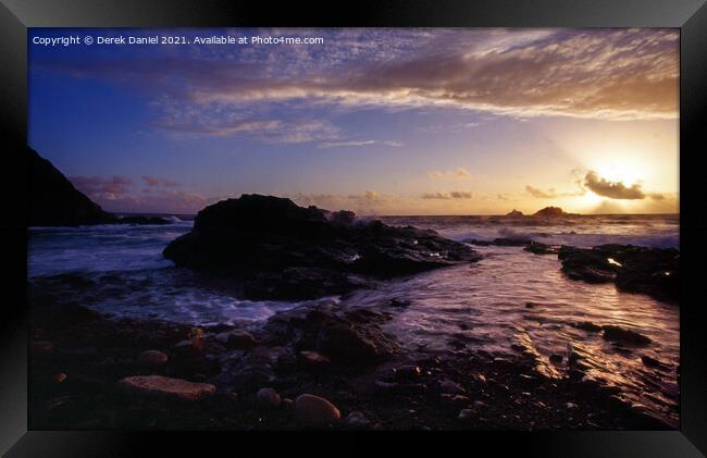 Sunset at Cape Cornwall #3 Framed Print by Derek Daniel