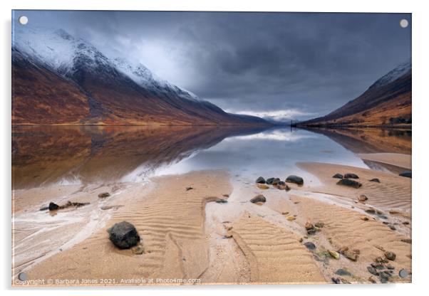 Loch Etive Reflection Glen Etive  Scotland. Acrylic by Barbara Jones