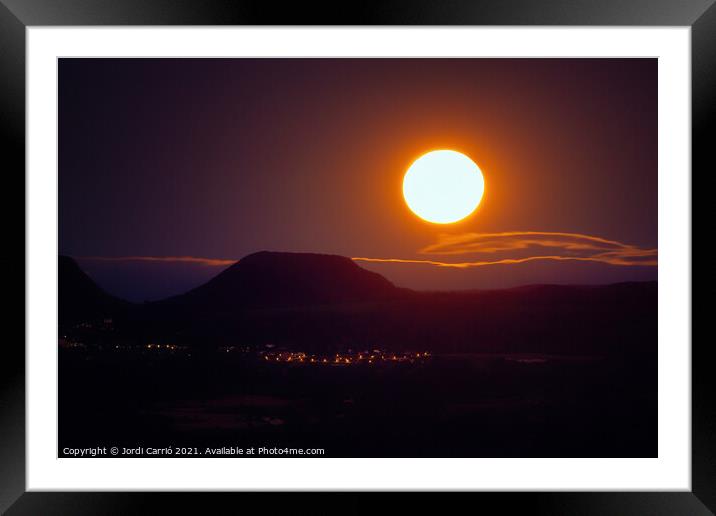 Departure of a supermoon in El Cabrerès - Orton glow Edition  Framed Mounted Print by Jordi Carrio