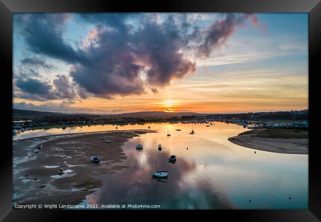 Sunset At Bembridge Harbour Framed Print by Wight Landscapes