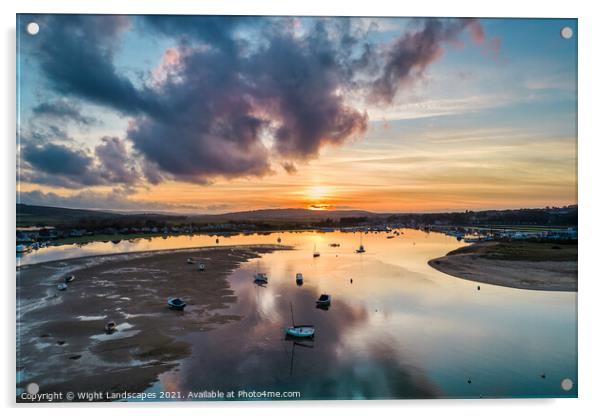Sunset At Bembridge Harbour Acrylic by Wight Landscapes