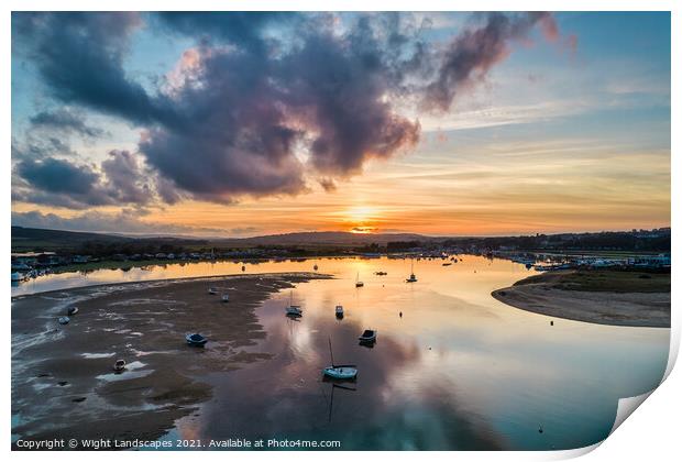 Sunset At Bembridge Harbour Print by Wight Landscapes