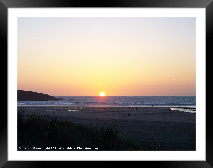 Sunset over Crantock Bay, Cornwall Framed Mounted Print by karen grist