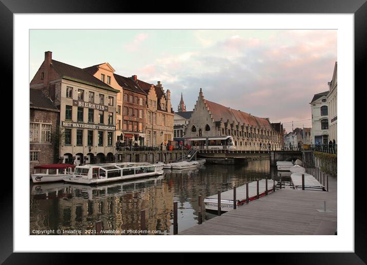 Historic Ghent City, Kraanlei View, Belgium Framed Mounted Print by Imladris 