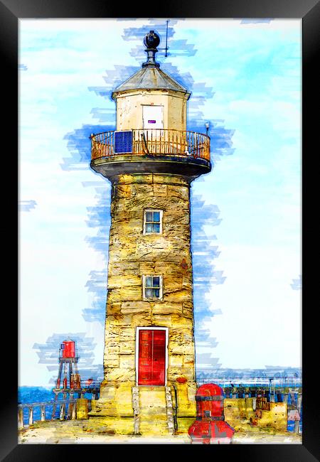 Whitby Lighthouse - Sketch Framed Print by Picture Wizard