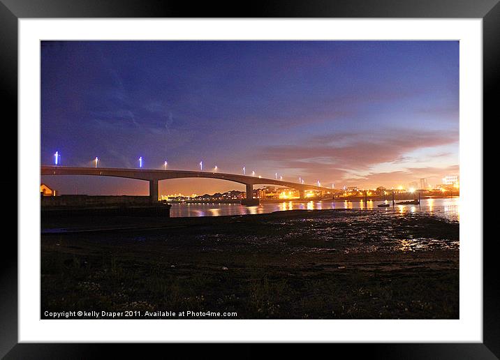 Itchen Bridge At Night Framed Mounted Print by kelly Draper