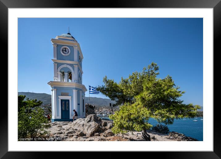 Poros Clock Tower Framed Mounted Print by Chris North