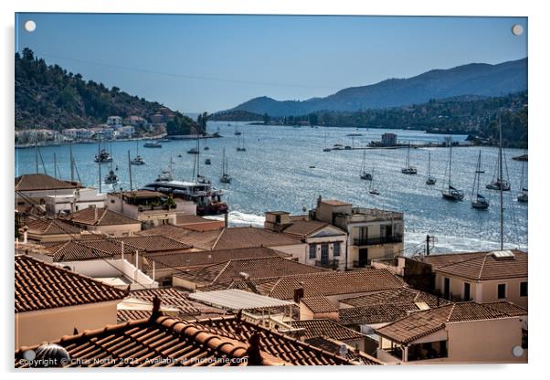 Poros rooftops. Acrylic by Chris North