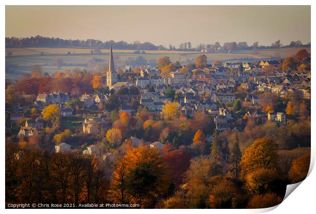 Painswick autumn view Print by Chris Rose