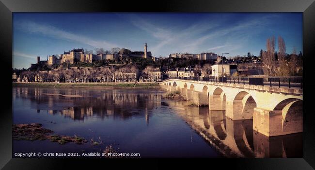 Chinon on the River Vienne Framed Print by Chris Rose