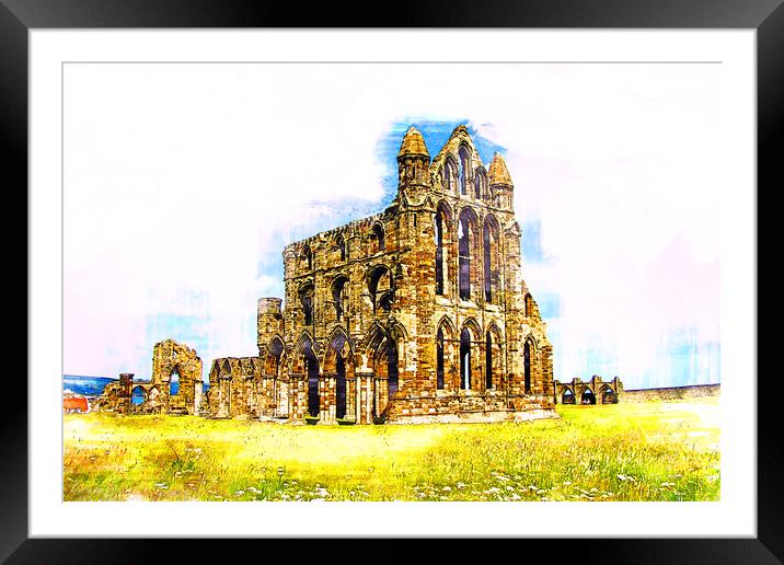 Whitby Abbey - Sketch Framed Mounted Print by Picture Wizard