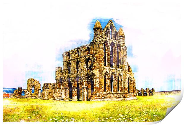 Whitby Abbey - Sketch Print by Picture Wizard