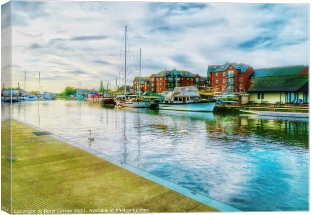 Serene Boats at Exeter Quayside Canvas Print by Beryl Curran