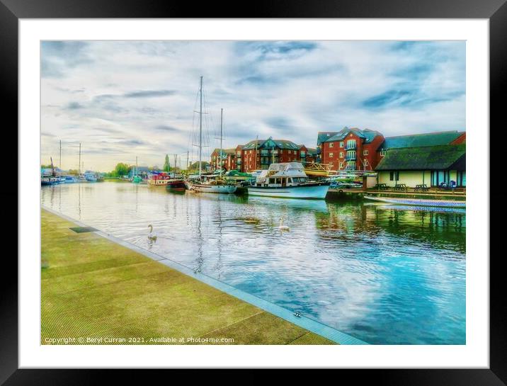 Serene Boats at Exeter Quayside Framed Mounted Print by Beryl Curran