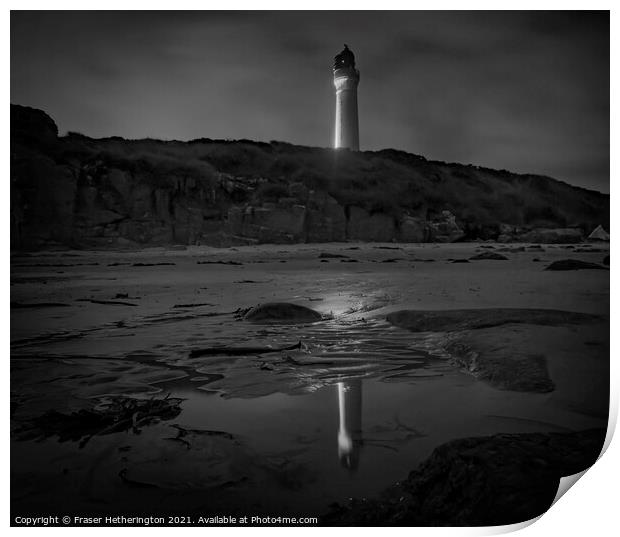Night at the Lighthouse Print by Fraser Hetherington